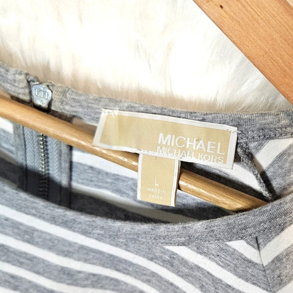 Michael Kors Striped Cotton Night Dress w/ Jeweled MK Logo - Picture 4 of 5